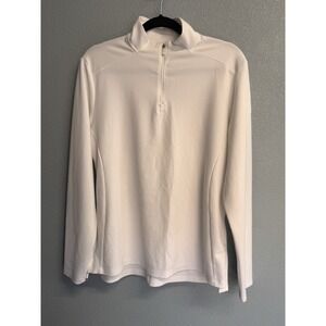 Nike Dri-Fit White Quarter Zip Pullover Women's L Athletic Running Training Top